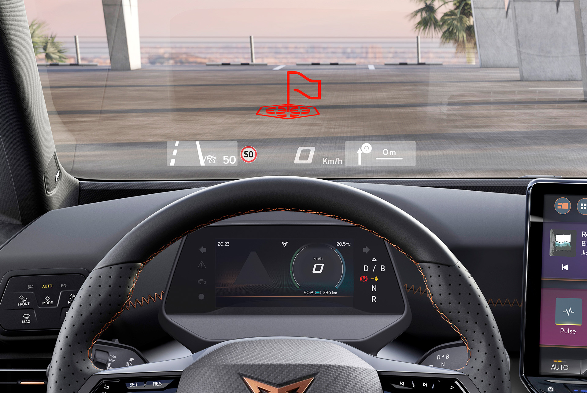 CUPRA Born augmented reality info projected on the windshield