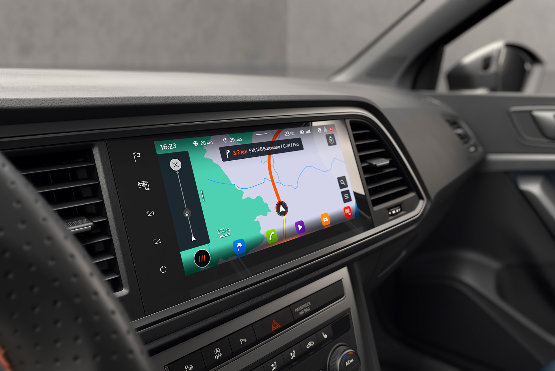CUPRA Ateca interior with touchscreen infotainment system using CUPRA CONNECT navigation.
