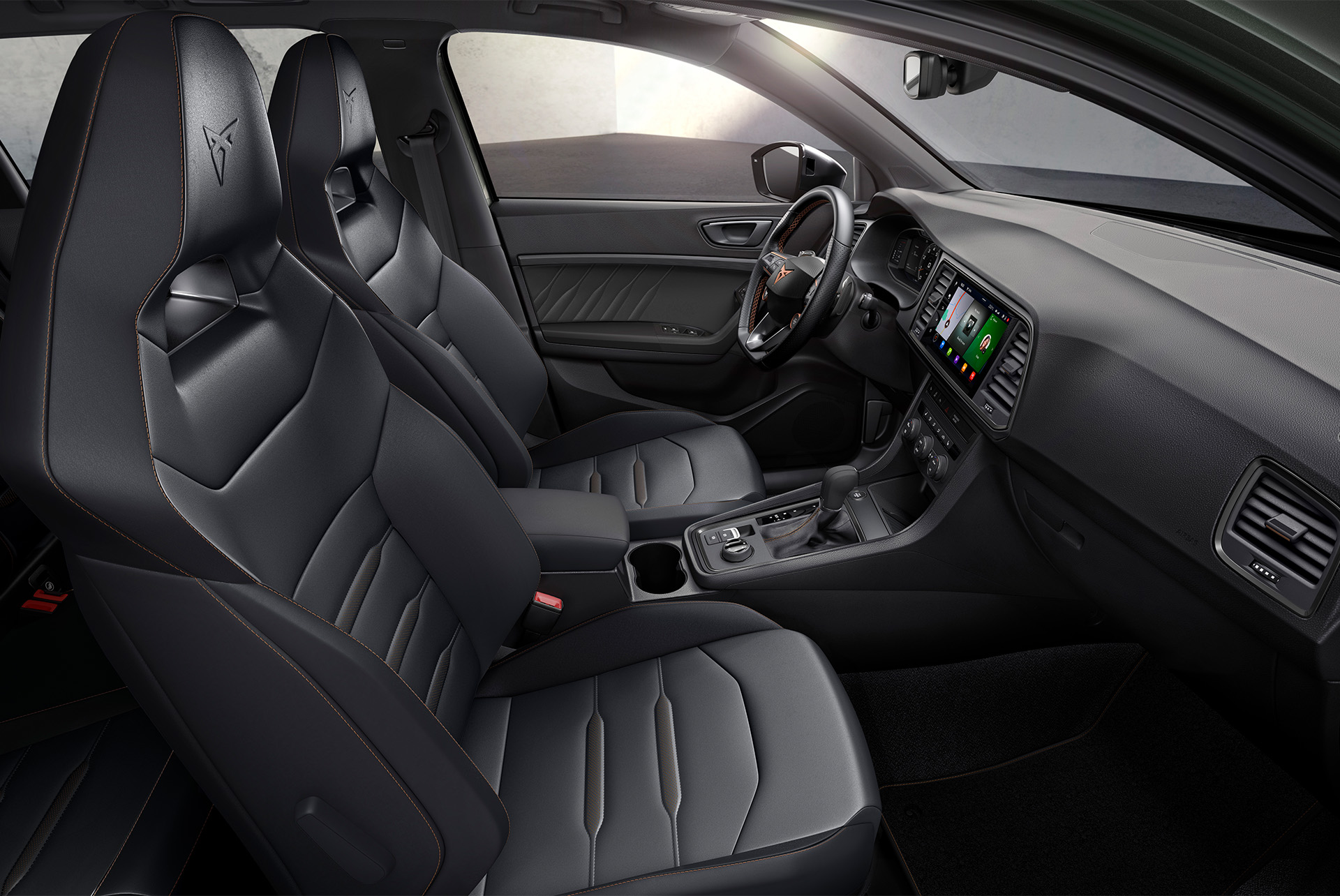 Interior view of CUPRA Ateca featuring the Winter Pack with heated front seats, ensuring warmth and relaxation during cold weather drives.