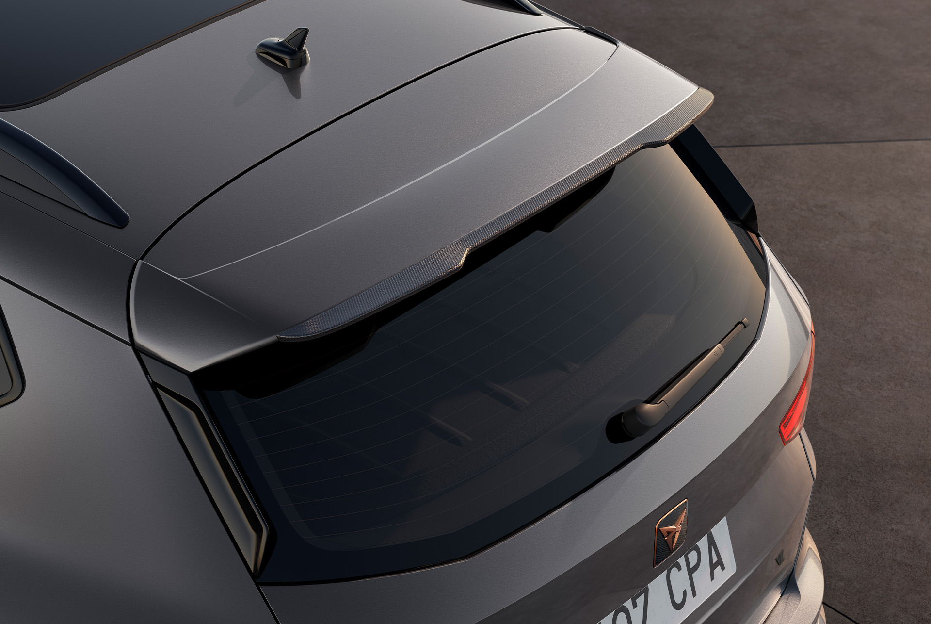 Rear view of the CUPRA Ateca highlighting flexible monthly payment options for servicing and car maintenance. 