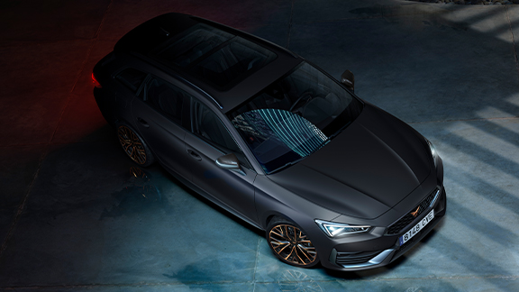 new cupra leon sportstourer vz cup e-hybrid family sports car in magnetich tech matte colour