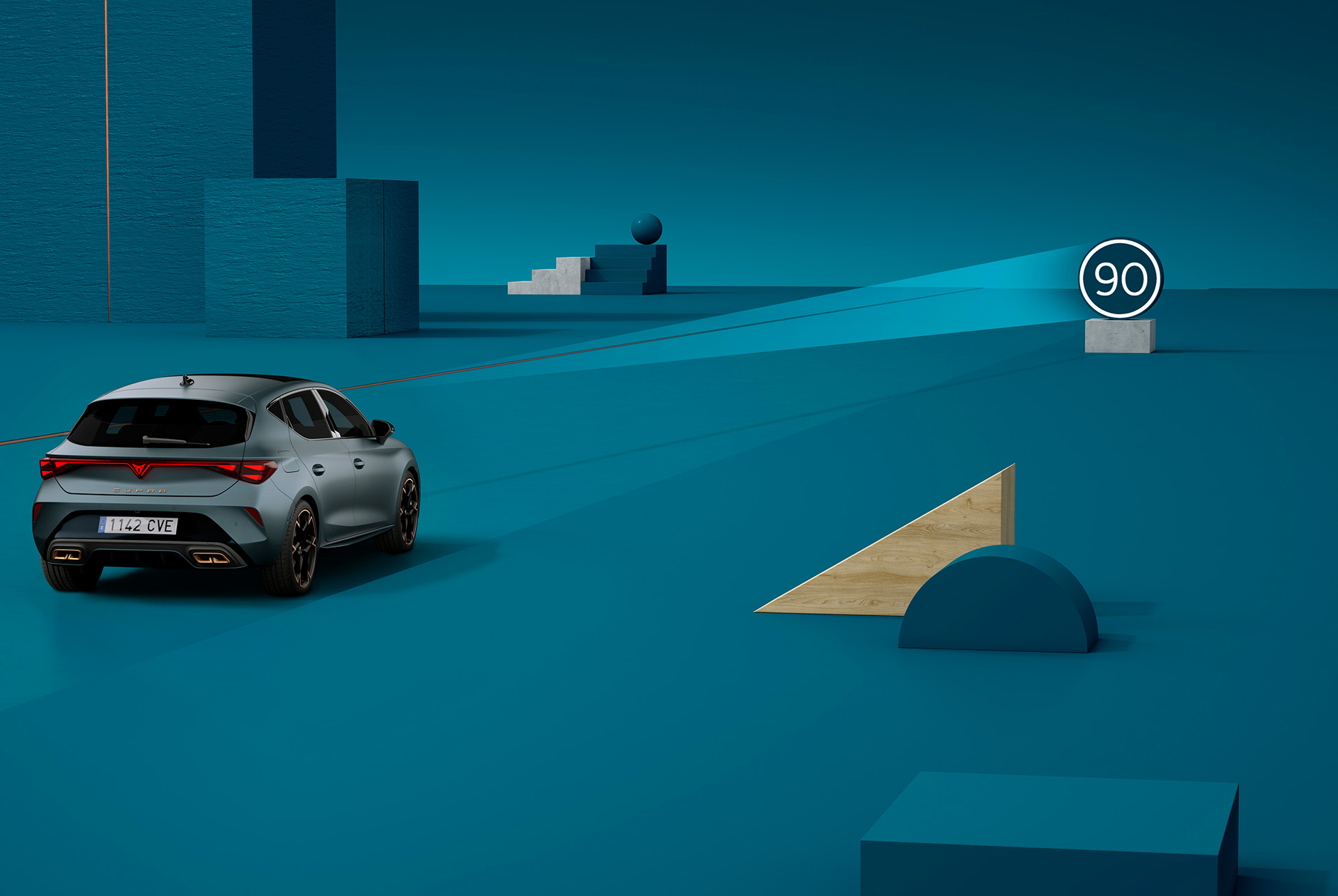 how to use Cupra Leon traffic sign recongnition, demo, blue background