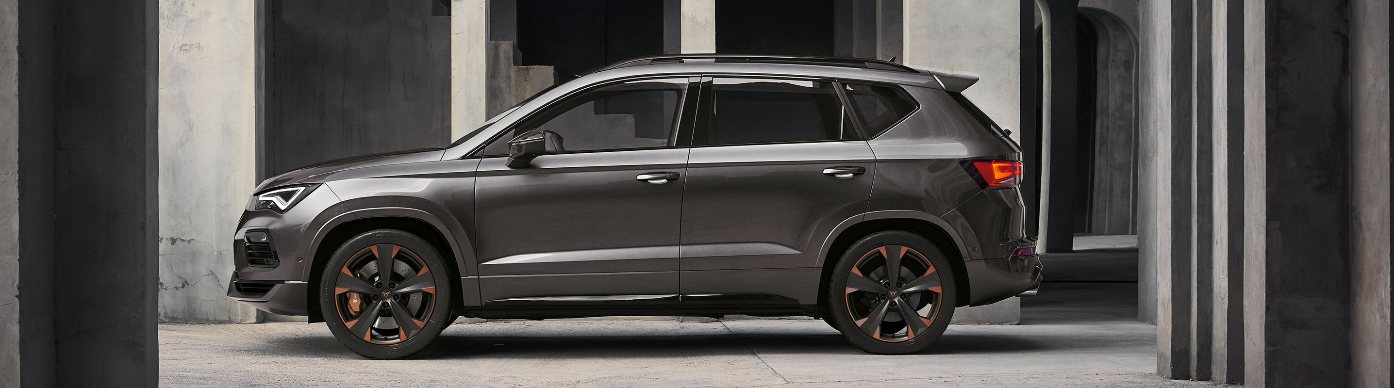 CUPRA ateca grey parked side view